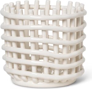Kosz do przechowywania Ferm Living 14,5 cm beżowy ceramiczny – elegancki design, funkcjonalność, doskonały do aranżacji wnętrz