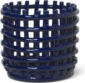 Kosz do przechowywania Ferm Living 14,5 cm niebieski ceramiczny – elegancki design, funkcjonalność, trwały materiał