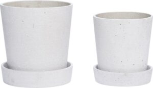 Doniczka Hübsch szara kamienna z podstawką 2 szt. – elegancki design, naturalny materiał, idealna do wnętrz
