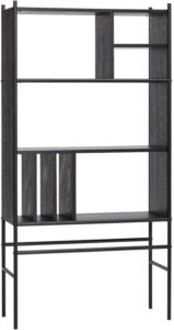 Regał Hübsch drewniany na metalowym stelażu – elegancki design, pojemność, trwałość, naturalne materiały