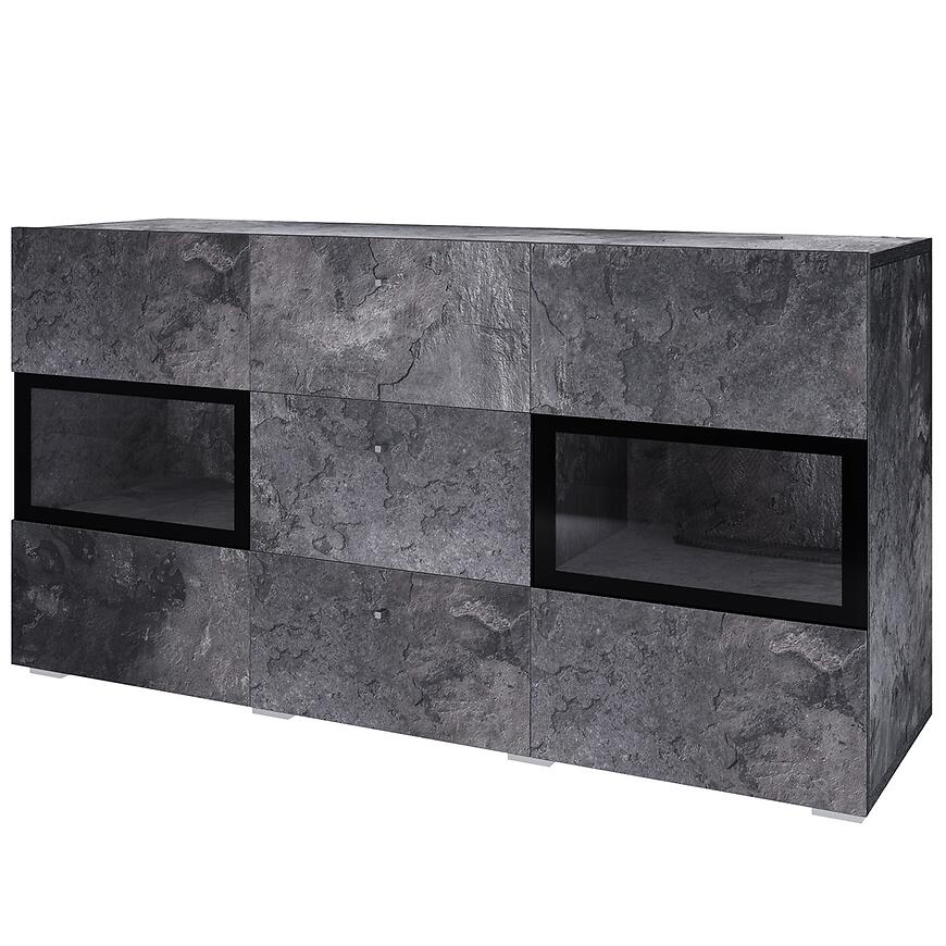 Komoda Baros 26 2d3d Beton Ciemny – nowoczesny design, funkcjonalność, szaro-betonowy kolor, 2 drzwi, 3 szuflady