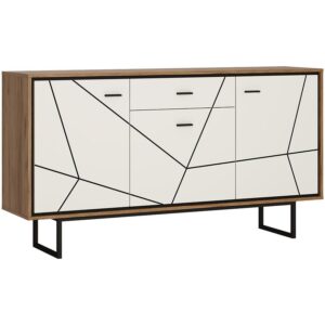 Komoda Brolo BROK04 3D1S dąb catania/czarna perła/mdf biały HG