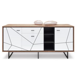 Komoda Brolo BROK06 3D1S dąb catania/czarna perła/mdf biały HG
