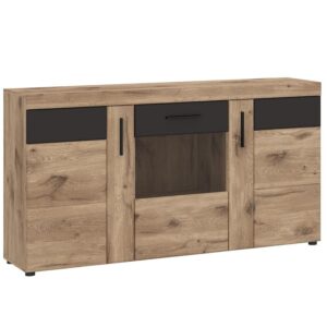 Komoda Grano GRNK02 3D – nowoczesny design, dąb viking, szary kosmos, materiał PVC