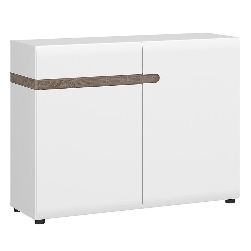 Komoda Linate typ 35 2D-1S biały alpejski/trufla/mdf biały L – elegancki design, praktyczne rozwiązania, nowoczesne materiały