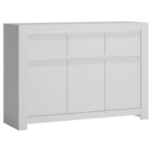 Komoda Novi NVIK04 3D3S biały alpin/pvc biały supermat – nowoczesny design, pojemność, funkcjonalność