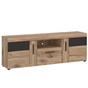 Komoda RTV Grano GRNF01 2D1S – elegancka, funkcjonalna, dąb viking, PVC szary kosmos