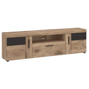 Komoda RTV Grano GRNF02 2D1S – elegancka komoda w kolorze dębu viking, materiał PVC, praktyczne rozwiązania