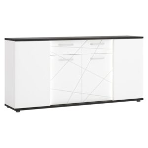 Komoda Venezia VENK02 4D2S biały alpejski/dąb vicenza czarny/mdf biały L – elegancka komoda z pojemnymi szufladami i szafkami