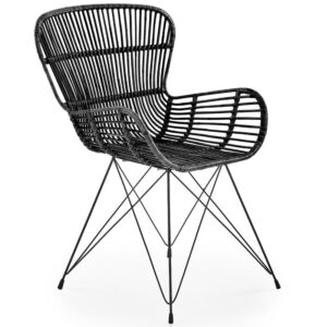 Krzesło K335 Rattan/Metal Czarny – elegancki design, trwałe materiały, nowoczesny styl