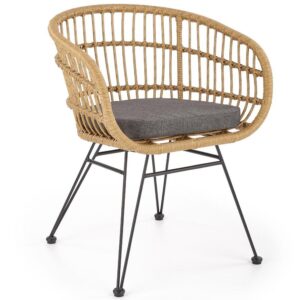 Krzesło K456 Rattan/Tkanina/Metal Natural/Popiel – nowoczesny design, wygoda, trwałe materiały