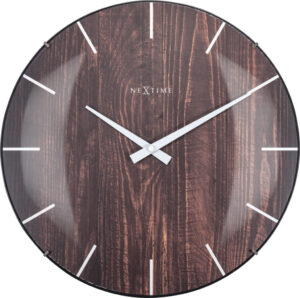 Zegar ścienny Edge Wood Dome ciemne drewno – nowoczesny design, eleganckie wykończenie, wykonanie z drewna