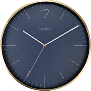 Zegar ścienny Essential Gold niebieski – elegancki design, złote akcenty, nowoczesny styl
