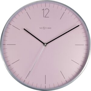 Zegar ścienny Essential Silver różowy – nowoczesny design, minimalistyczny styl, elegancki akcent