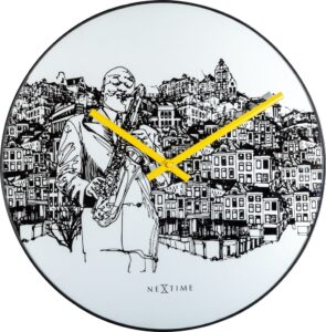Zegar ścienny Sax City – nowoczesny design, czarny, metalowy, duży