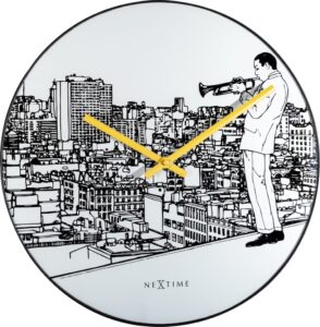 Zegar ścienny Trumpet City – nowoczesny design, minimalistyczny styl, idealny do każdego wnętrza