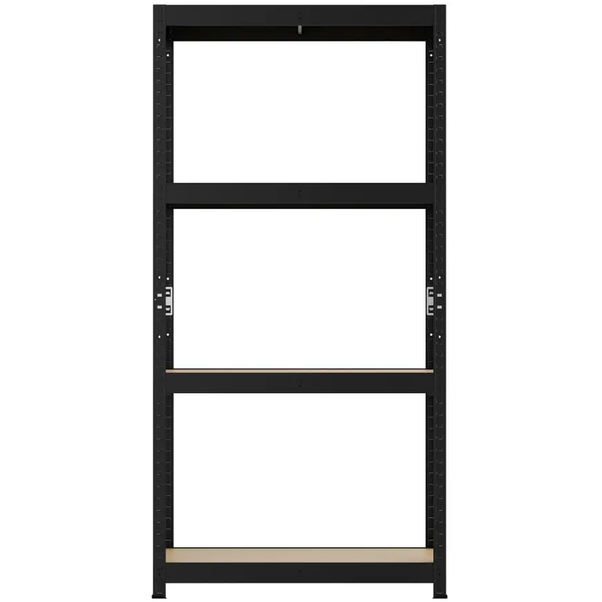 Regał metalowy magazynowy czarny 150x75x30 cm – 4 półki, 50kg nośności, nowoczesny design