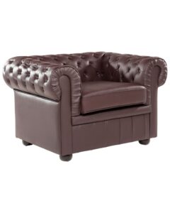 Fotel CHESTERFIELD Skóra naturalna Brązowy
