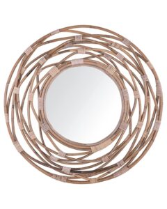Lustro ścienne BURGIS 75 cm 75 cm Rattan Piaskowy