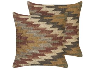 Zestaw 2 poduszek dekoracyjnych DEEPOR Juta 45 x 45 cm Kolorowy Wzór orientalny