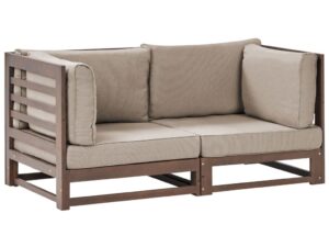 Sofa ogrodowa dla 2 osób TRANI Modułowy Certyfikowane drewno akacjowe Ciemnobrązowy