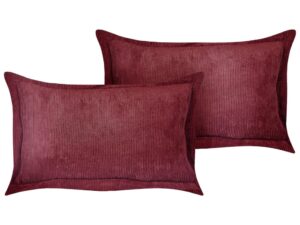 Zestaw 2 poduszek dekoracyjnych ZINNIA Sztruks 47 x 27 cm Burgundowy Jednolity