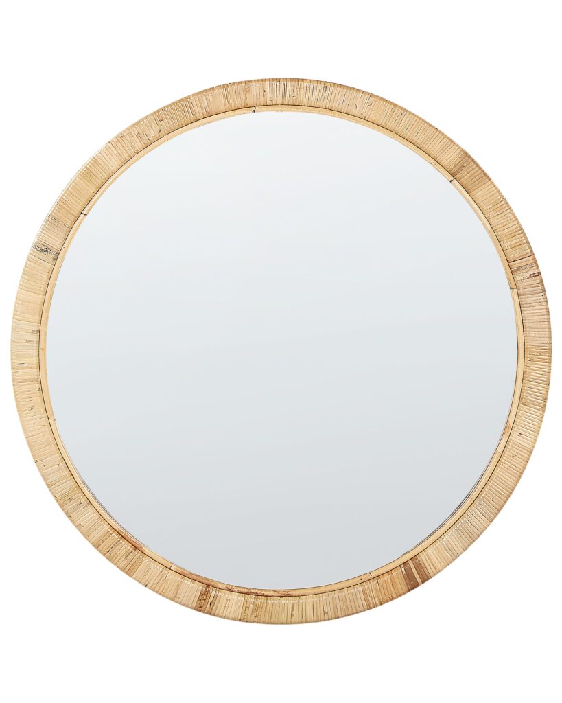 Lustro ścienne ANLEZY 80 cm 80 cm Rattan Naturalny