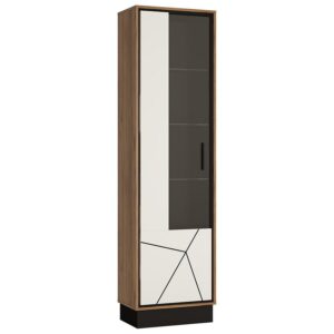 Witryna Brolo BROV01L 1D – elegancka witryna, dąb catania, czarna perła, MDF biały hg