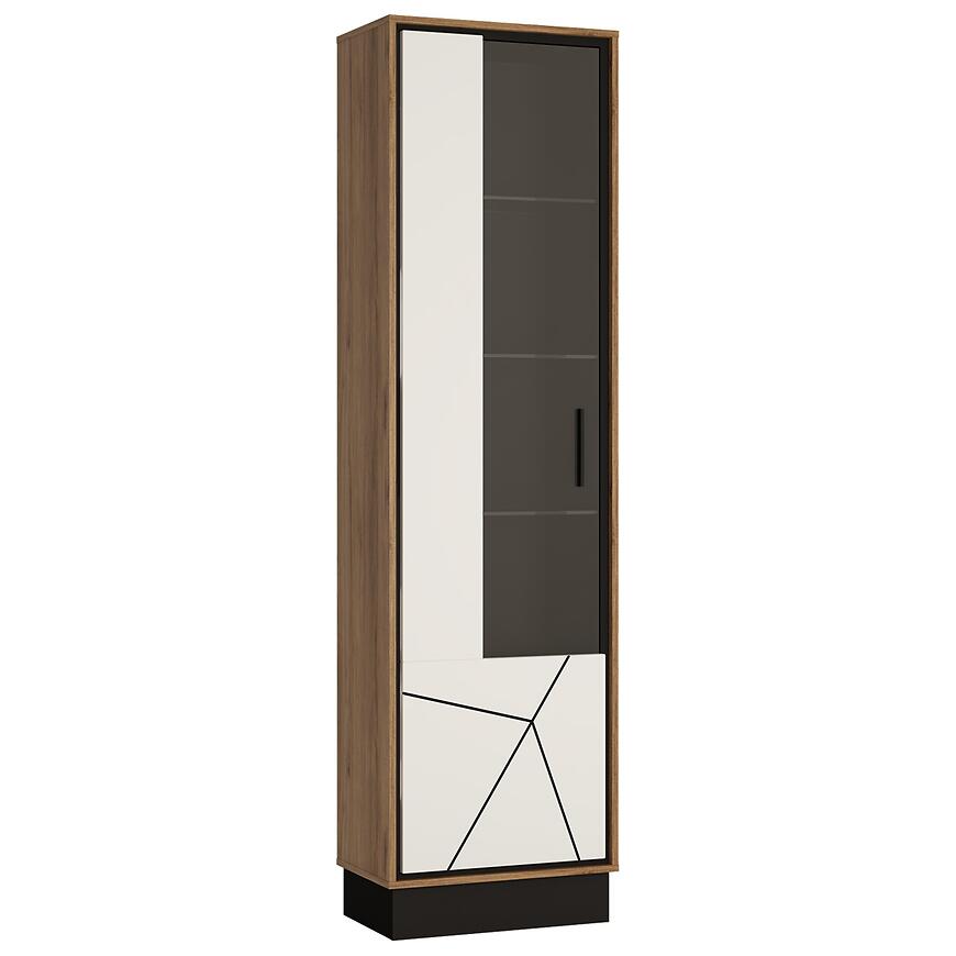 Witryna Brolo BROV01L 1D – elegancka witryna, dąb catania, czarna perła, MDF biały hg