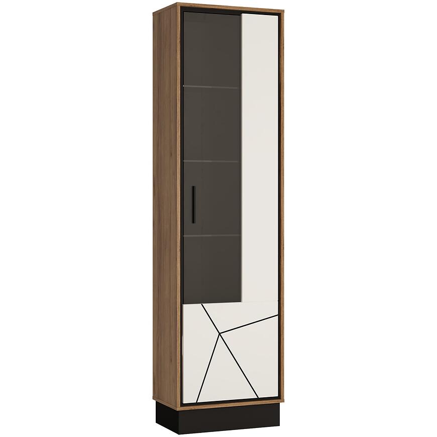 Witryna Brolo BROV01P 1D – elegancka witryna, dąb catania, czarna perła, mdf biały hg