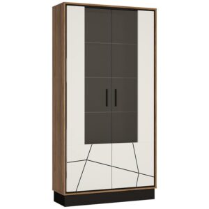Witryna Brolo BROV02 2D dąb catania/czarna perła/mdf biały hg – elegancki design, pojemność, trwałe materiały