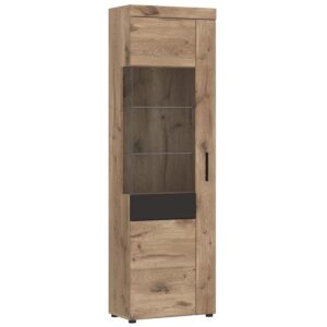 Witryna Grano GRNV01L 1D dąb viking/pvc dąb viking/pvc szary kosmos – nowoczesny design, funkcjonalność, materiał PVC