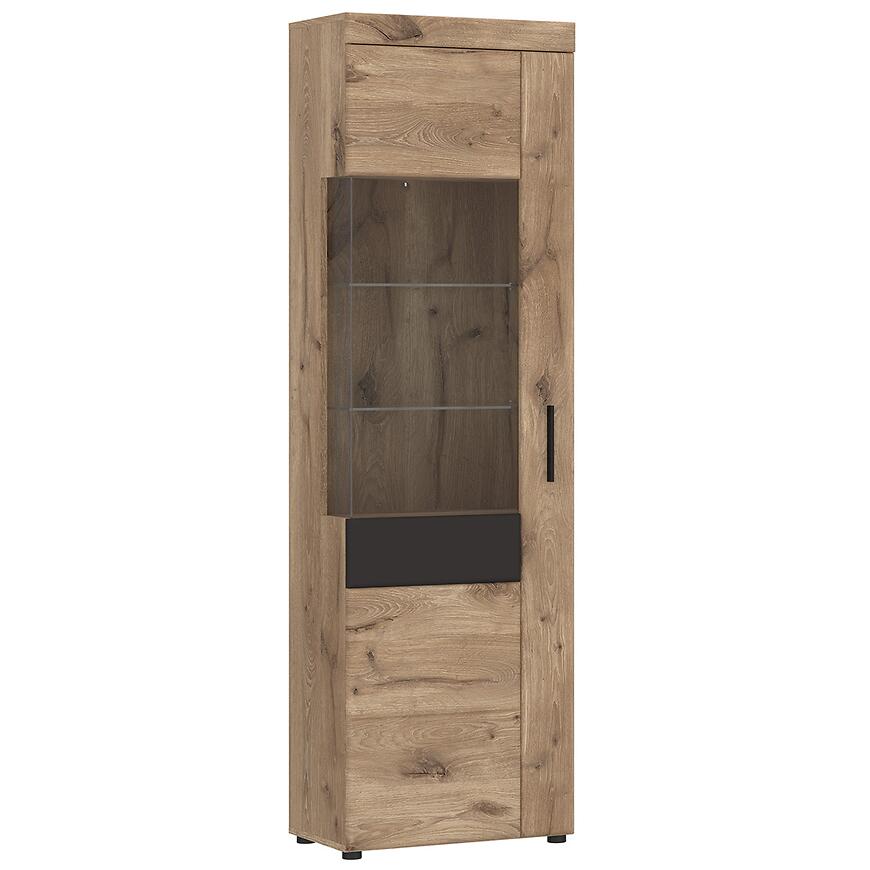 Witryna Grano GRNV01L 1D dąb viking/pvc dąb viking/pvc szary kosmos – nowoczesny design, funkcjonalność, materiał PVC