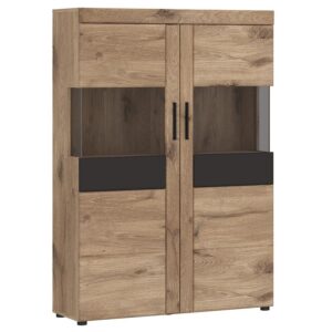 Witryna Grano GRNV03 2D dąb viking/pvc dąb viking/pvc szary kosmos – elegancka witryna z dąb viking, 2 drzwi, nowoczesny design