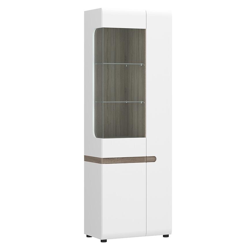 Witryna Linate typ 01 lewa 3D biały alpejski/trufla/mdf biały l – elegancki design, praktyczne przechowywanie, wykonanie z MDF