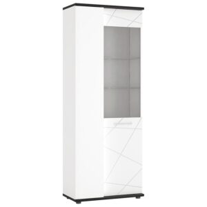 Witryna Venezia VENV01L 2D – nowoczesny design, biały alpejski/dąb vicenza czarny, mdf biały l