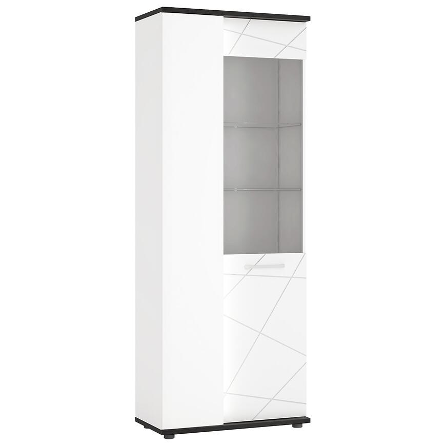 Witryna Venezia VENV01L 2D – nowoczesny design, biały alpejski/dąb vicenza czarny, mdf biały l