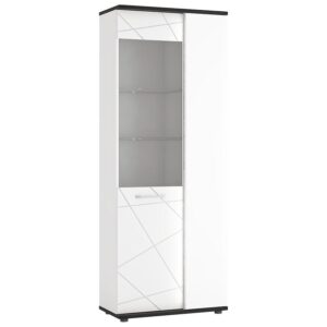 Witryna Venezia VENV01R 2D – elegancki styl, biały alpejski/dąb vicenza czarny, MDF biały, 2 drzwi