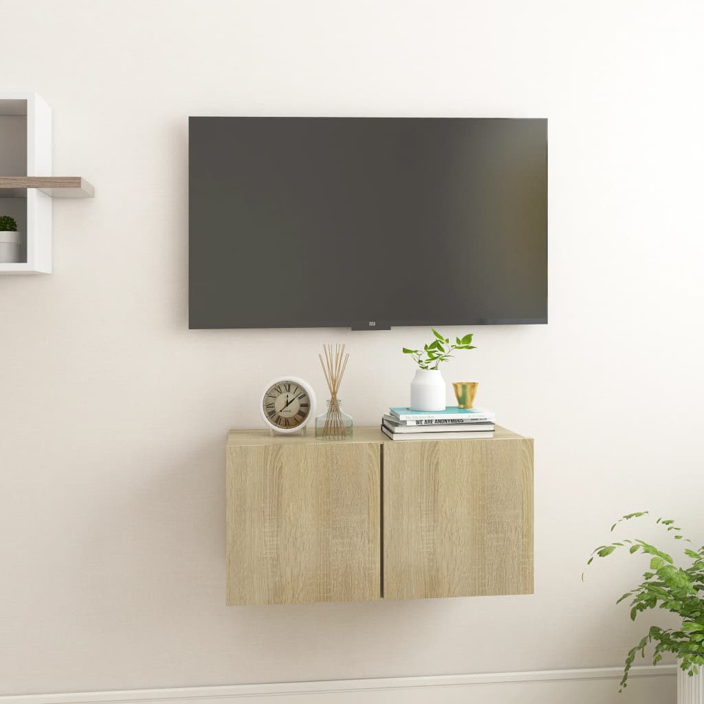 vidaXL Szafki wiszące pod TV, dąb sonoma, 60x30x30 cm