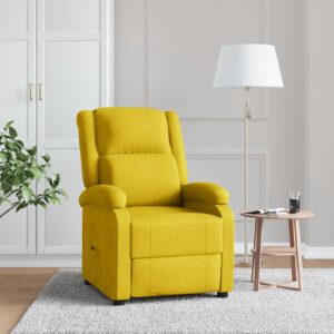 vidaXL Fotel masujący, żółty, obity tkaniną