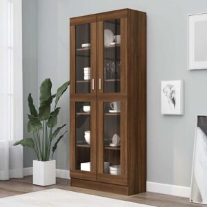 vidaXL Witryna, brązowy dąb 82,5×30,5×185 cm materiał drewnopochodny