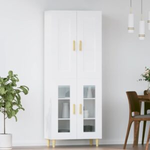 vidaXL Witrynka, biała, 69,5x34x180 cm, materiał drewnopochodny