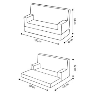 MISIOO Sofa dla dzieci z podłokietnikami Foldie, beżowy (złoty), velvet
