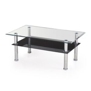 Stolik kawowy szklany transparentny / czarny / srebrny połysk 103 x 63 cm Yolanda – nowoczesny design, elegancki akcent do każdego wnętrza