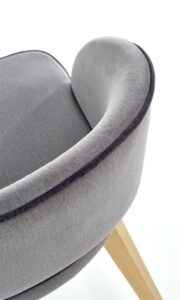 Krzesło do jadalni tapicerowane szare / dąb miodowy Marino – elegancki design, wygodne siedzisko, trwałe materiały