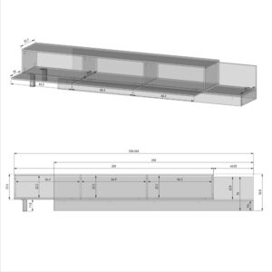 Szafka RTV rozsuwana orzech / czarna mat 200-260 cm Niro