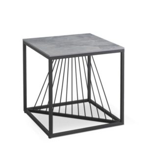 Stolik kawowy loftowy szary / czarny mat 55 x 55 cm Infinity 2 – nowoczesny design, solidna konstrukcja, idealny do każdego wnętrza