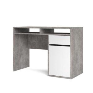 Biurko z szufladą i drzwiami białe / szare połysk 110 cm Function Plus