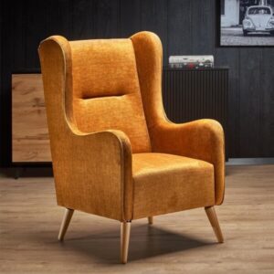 Fotel wypoczynkowy tapicerowany miodowy Chester 2 – elegancki design, komfort, wysokiej jakości materiał