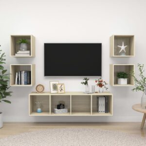vidaXL 5-cz. zestaw szafek TV, dąb sonoma, materiał drewnopochodny
